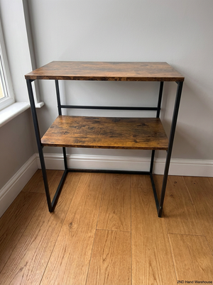 Industrial Style Metal and Wood-Look Side Table — Good Working Order - 2ndhandwarehouse.com