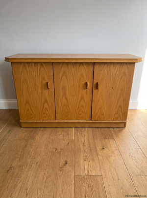 Solid Oak Three-Door Sideboard — Very Good Condition - 2ndhandwarehouse.com
