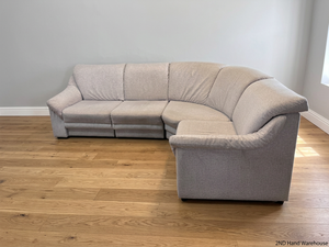 Grey Fabric Corner 4 Seater Couch — Fair Condition with General Wear