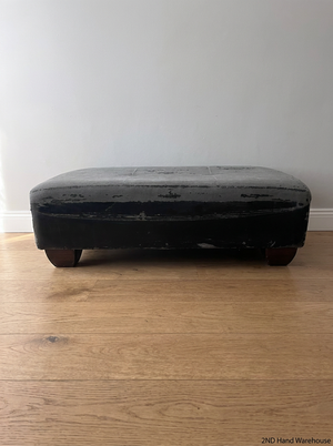 Button-Tufted Rectangular Ottoman with Wooden Feet — Significant Peeling and Surface Wear - 2ndhandwarehouse.com