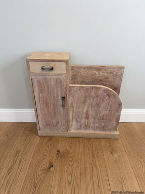 Whitewashed Asymmetric Wooden Storage Cupboard