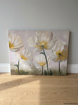 Floral Canvas Painting - White Poppies Bloom (84cm x 64cm) - 2ndhandwarehouse.com