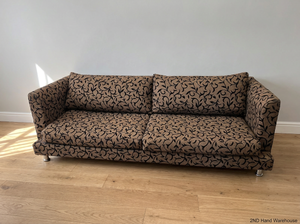 Contemporary Patterned Three-Seater Couch in Mocha & Black - 2ndhandwarehouse.com