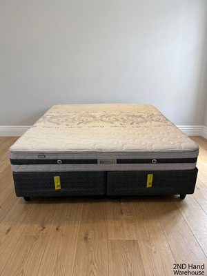 Sealy King Mattress and Split Base Set — Fair Condition