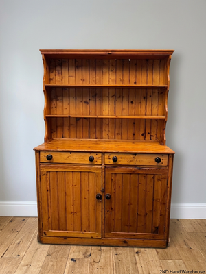 Rustic Pine Kitchen Dresser with Open Shelving — Functional Condition