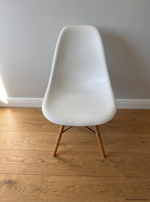 White Eames Style Dining Chair with Timber Base - Good Condition - 2ndhandwarehouse.com