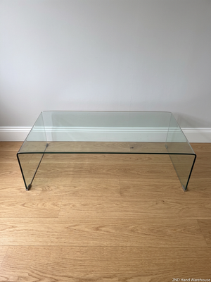 Curved Waterfall Glass Coffee Table — Good Condition
