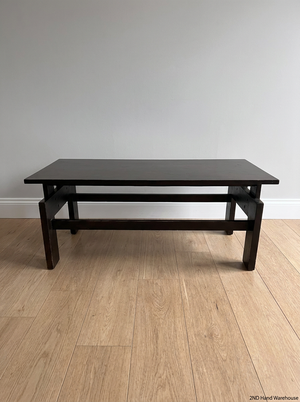Dark Wood Rectangular Coffee Table — Fair Condition with Visible Wear