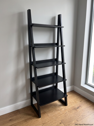 Dark Wood Ladder Bookshelf - Missing One Fixing Bolt - 2ndhandwarehouse.com