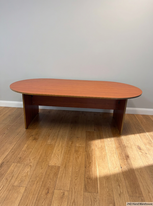 Oval Wood-Tone Boardroom Table — Good Working Order