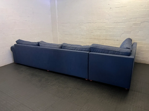 8-Seater Blue Sectional Corner Couch with Matching Ottoman - 2ndhandwarehouse.com