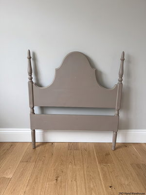 Grey Painted Single Headboard with Scalloped Top — Good Condition