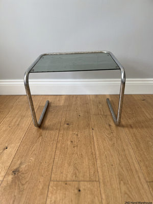 Glass and Chrome Cantilever Side Table
