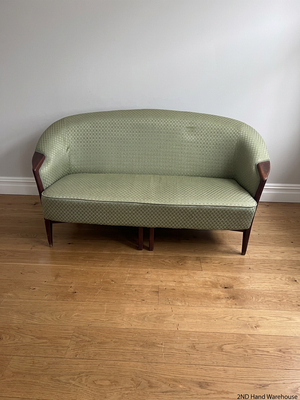 Vintage 2 Seater Couch in Patterned Green Fabric