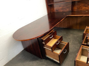 Dark Wood 12 Drawer U Shaped Desk With Shelf - PRICE DROP 2