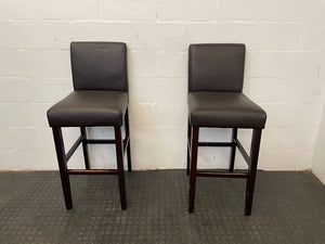 Brown Pleather Wood Bar Stool - PRICE DROP