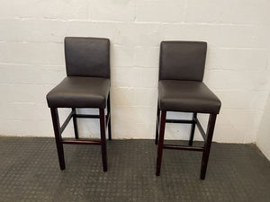 Brown Pleather Wood Bar Stool - PRICE DROP