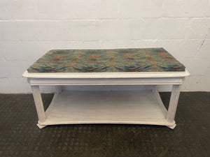 Green Print Padded Wooden Bench Seat