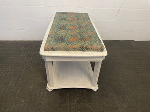 Green Print Padded Wooden Bench Seat
