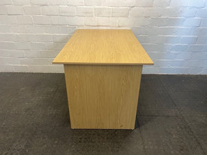 Oak Print Simple Desk No Drawers