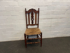 Ornate Wood & Wicker Dining Chair - PRICE DROP