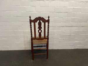 Ornate Wood & Wicker Dining Chair - PRICE DROP