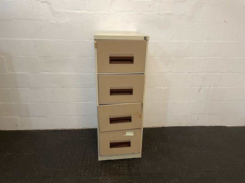 Cream 4 Drawer Filing Cabinet -The bottom 2 drawers are stuck and do not open smoothly - REDUCED - PRICE DROP