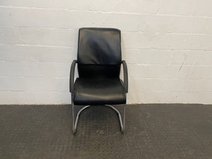 Black Leather Visitors Chair - PRICE DROP