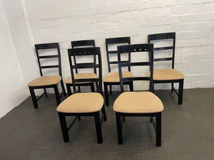 Dark Wood Cream Seat Dining Chair - PRICE DROP