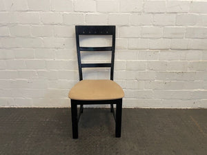 Dark Wood Cream Seat Dining Chair - PRICE DROP