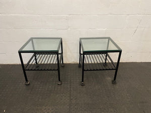 Black Frame Glass Top Side Table - PRICE DROP