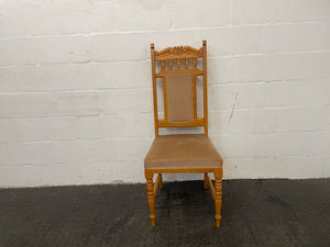 Pine & Cream Suede Seat Dining Chair - PRICE DROP - 2ndhandwarehouse.com