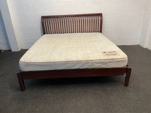 King Size Wooden Headboard & Base with Mattress