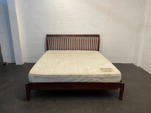King Size Wooden Headboard & Base with Mattress