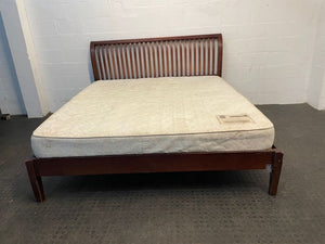 King Size Wooden Headboard & Base with Mattress