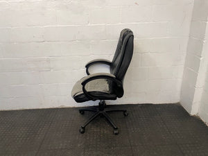 Black Ripped Seat Office Chair On Wheels - REDUCED