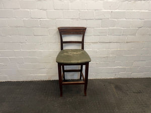 Dark Wood Green Seat Bar Stool - PRICE DROP