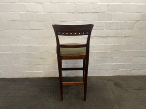 Dark Wood Green Seat Bar Stool - PRICE DROP