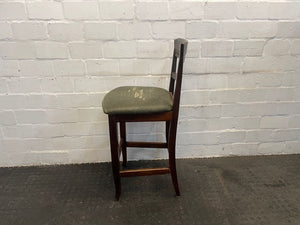 Dark Wood Green Seat Bar Stool - PRICE DROP