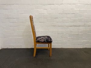 Pine And Black Print Suede Seat Dining Chair - PRICE DROP