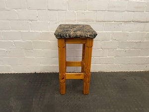 Wooden Bar Stool with Print Seat - PRICE DROP