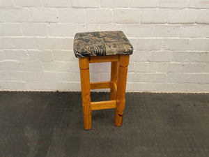 Wooden Bar Stool with Print Seat - PRICE DROP