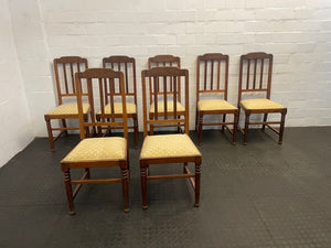 Wooden Dining Chairs with Yellow Material Seats - PRICE DROP