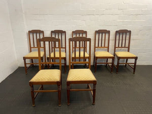 Wooden Dining Chairs with Yellow Material Seats - PRICE DROP