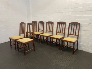 Wooden Dining Chairs with Yellow Material Seats - PRICE DROP