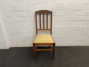 Wooden Dining Chairs with Yellow Material Seats - PRICE DROP