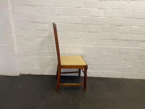 Wooden Dining Chairs with Yellow Material Seats - PRICE DROP