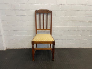 Wooden Dining Chairs with Yellow Material Seats - PRICE DROP