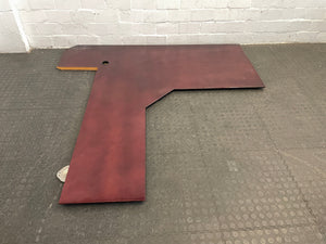 Cherry MDF Wood L-Shaped Desk Top (1.8m x 1.8m)-(one side cut/adjusted) - PRICE DROP