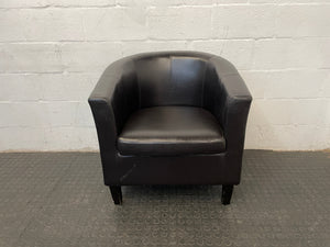 Brown Pleather Tub Chair - REDUCED